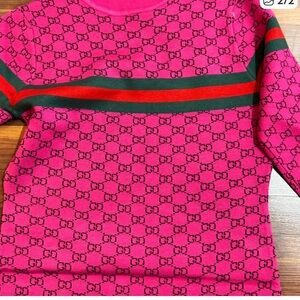 Fuchsia and Forest Green  not auth Sweater dress
